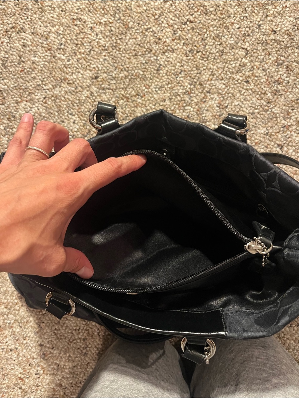 Coach Black Ashley Signature Tote Bag with Removable Strap - Picture 13 of 15